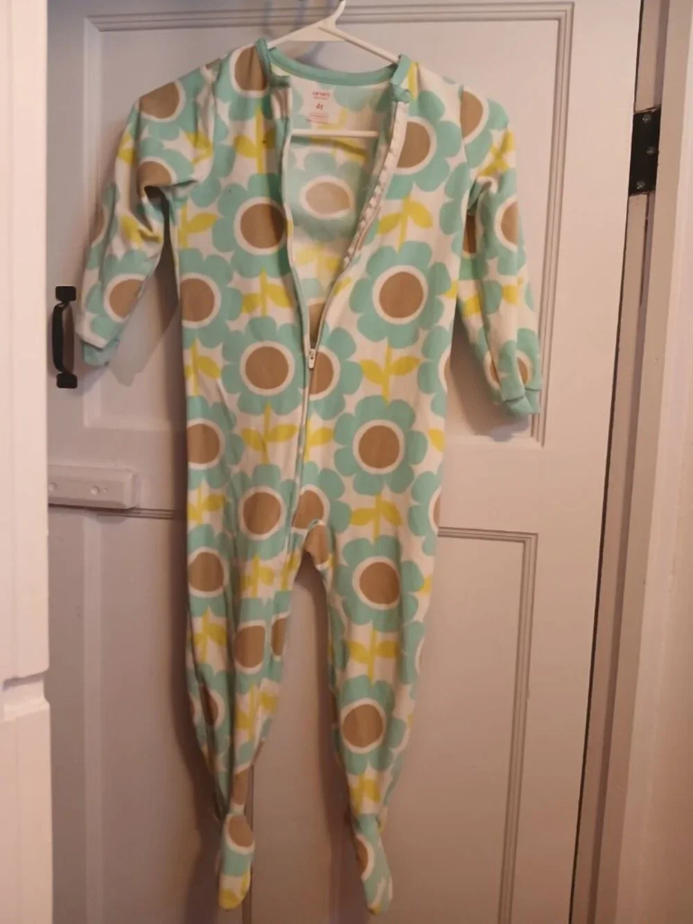 Carter's Girls 4T Blue and Green Flower One Piece Pajamas